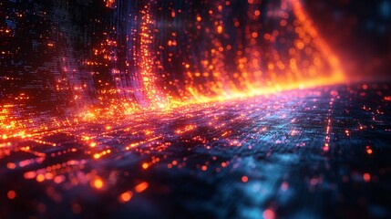 Glowing Holographic Tubes in a Cinematic Scene