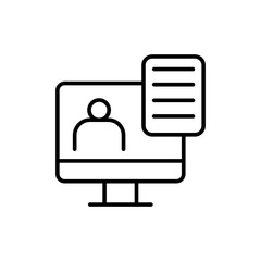 Online portfolio outline icons, minimalist vector illustration ,simple transparent graphic element .Isolated on white background