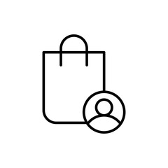 Shopping portfolio outline icons, minimalist vector illustration ,simple transparent graphic element .Isolated on white background