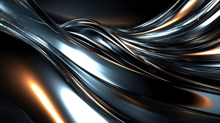 Abstract Metallic Flow: A Symphony of Chrome and Gold