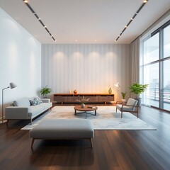 luxury modern bright interiors room illustration 3D rendering.