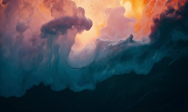 A Stunning Close-Up Wave Shot of Paint Flow Entering Water 