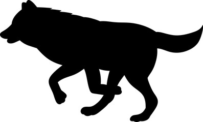 wolf running black silhouette vector