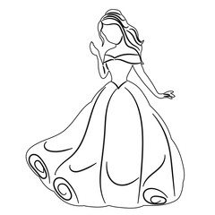 cute princess sketch, outline vector