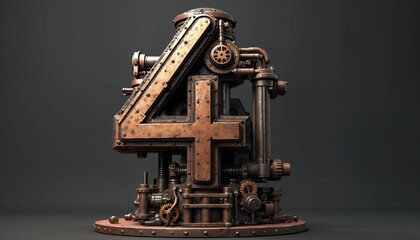 Steampunk Number 4 Gear, Metal, and Industrial Design