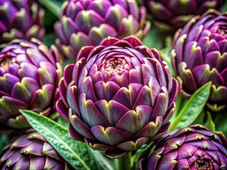 Vibrant Purple Artichokes Close-Up: Organic Harvest, Copy Space