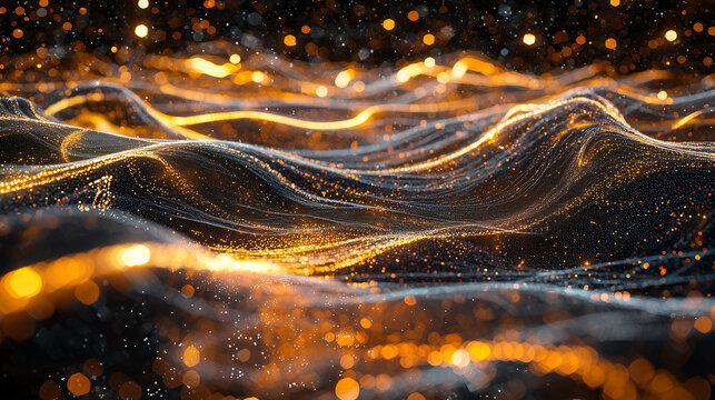 A highly artistic rendering of the Heisenberg uncertainty principle, visualized as particles blurred in position and momentum, glowing with energy waves.
