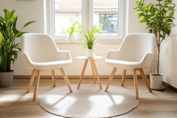 Individual therapy session highlighting emotional expression, soft lighting and neutral decor