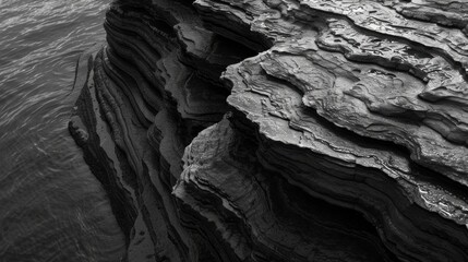 rough texture, appearing almost black or dark grey, with subtle highlights reflecting the heat and brightness