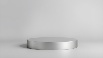 Metal podium isolated on gray background. Product display. 3d illustration. Generative AI