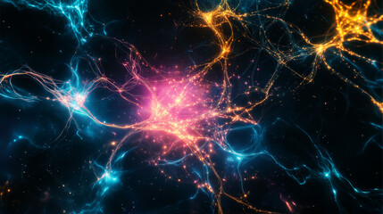 Glowing Neural Rays in a Vibrant Abstract Design