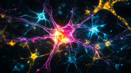 Glowing Neural Rays in a Vibrant Abstract Design