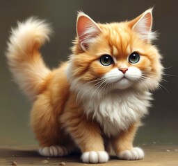 Fototapeta premium Illustration of fluffy cat.