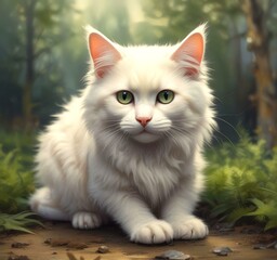Illustration of fluffy cat.