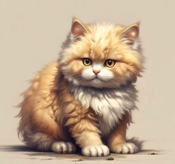 Obraz premium Illustration of fluffy cat.