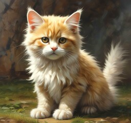 Fototapeta premium Illustration of fluffy cat.
