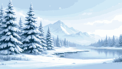 Fototapeta premium Serene Winter Wonderland Vector Illustration