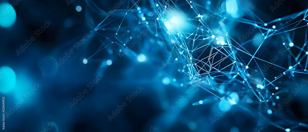 Wall mural the image showcases an abstract background featuring glowing blue lines and a network of interconnec