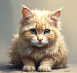 Fototapeta premium Illustration of fluffy cat.