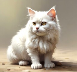 Fototapeta premium Illustration of fluffy cat.