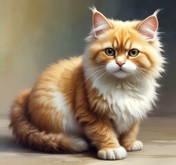 Obraz premium Illustration of fluffy cat.