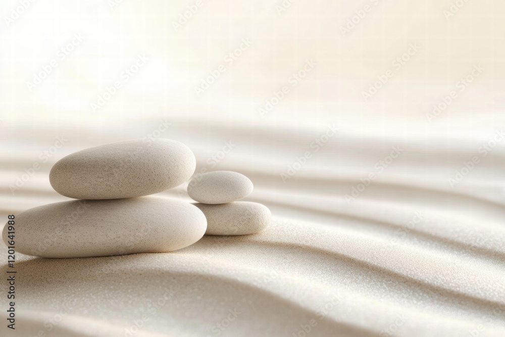 Poster smooth beach pebbles gently bathed by soft waves on a serene coastal setting during the early mornin