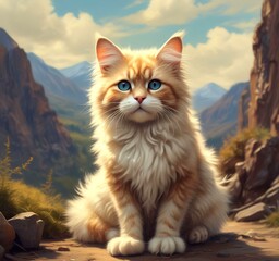 Illustration of fluffy cat.