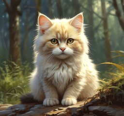 Obraz premium Illustration of fluffy cat.