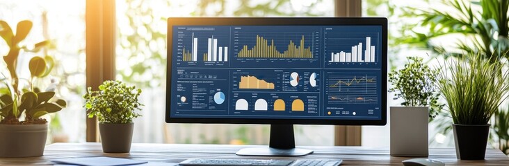 A computer monitor displays a graph with many lines and numbers