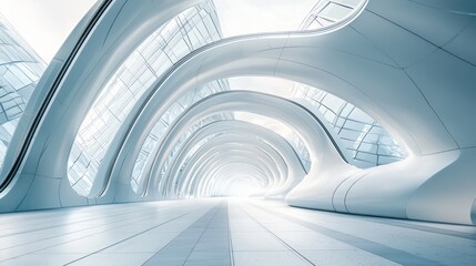 Obraz premium Futuristic Architectural Design: A Modern White Corridor