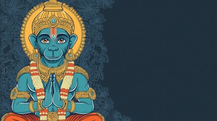 Obraz premium Colorful Illustration of Hindu Deity Hanuman in Traditional Style