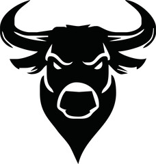 Silhouette Bull Head Icon Vector. Bull head icon isolated on white background.