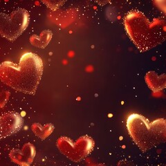 Dark red background with glowing hearts and space for text in the center
