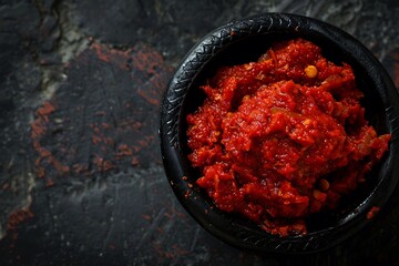 A bowl of red sauce