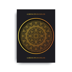 Naklejka premium Luxury gold border pattern cover template