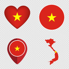Vietnam Flag Icons Pack. Vector illustration.