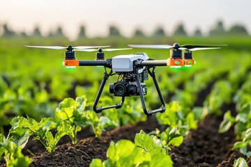 Innovative agricultural field utilizing IoT sensors for crop monitoring, highlighting sustainable technology