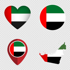 United Arab Emirates Flag Icons Pack. Vector illustration.