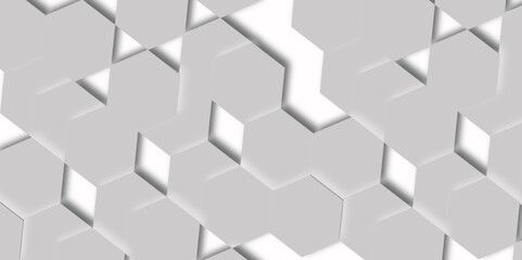 Fototapeta premium Abstract 3d white and grey hexagon pattern texture honeycomb Geometric concept movement illustration rendering graphic design use for banner, wallpaper, vector illustration.
