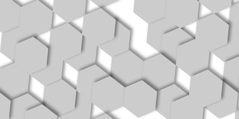 Abstract 3d  white and grey hexagon pattern texture honeycomb Geometric concept movement illustration rendering graphic design use for banner, wallpaper, vector illustration.