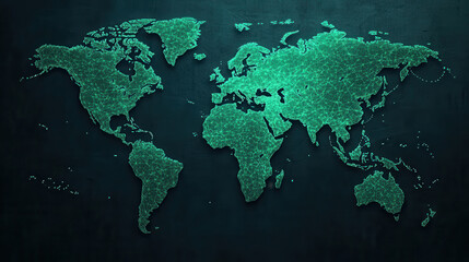 Naklejka premium Digital map of world with glowing data pathways, showcasing connectivity and technology
