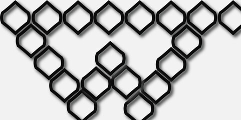 Fototapeta premium Abstract 3d black diamond modern design hexagonal geometric texture pattern line mosaic metal hexagon design white background.