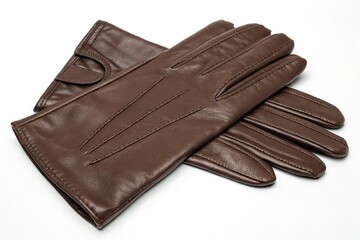 brown glaves isolated in white background, fashion gloves,leather
