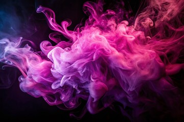 Fototapeta premium Vintage Fuchsia Smoke Swirls on Black Background - Abstract Art Photography