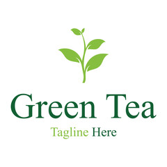 Fototapeta premium Tea cup logo vector design.Green tea vector logo template.