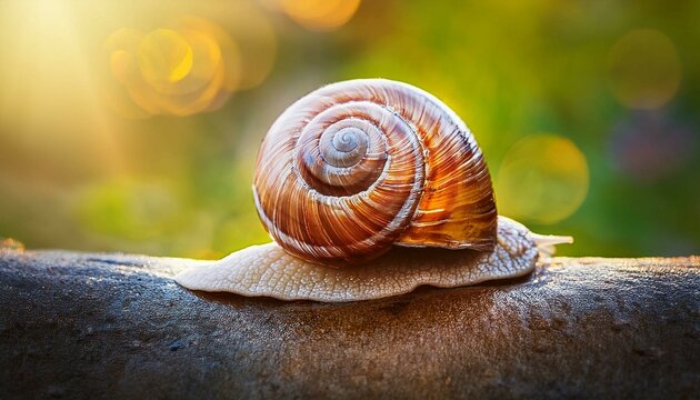 snail on a green leaf