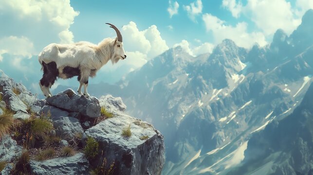 mountain goat in the mountains