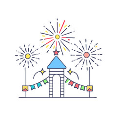 Obraz premium theme park fireworks icon, theme park fireworks vector illustration-simple illustration of theme park fireworks, perfect for theme park fireworks logos and themed design 
