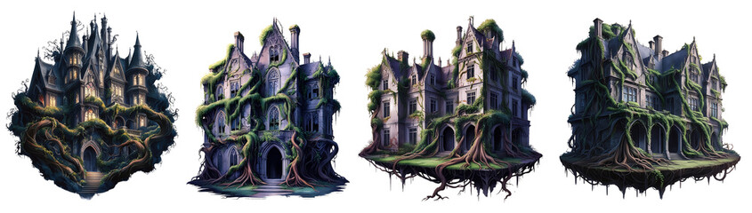 Mysterious abandoned castles entwined with nature showcase captivating architectural decay and overgrowth