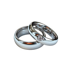 Pair of Elegant Platinum Wedding Rings with Diamond Heart Detail